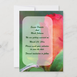 Red Rosenknospe Blume Wedding Save The Date