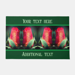 Red Rosenknospe Blumen Personalisiert Fußmatte
