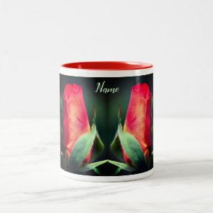 Red Rosenknospe Blumen Personalisiert Zweifarbige Tasse
