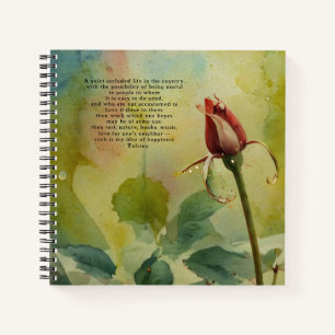 Red Rosenknospe Leo Tolstoi Zitat Blumengrün Journ Notizbuch