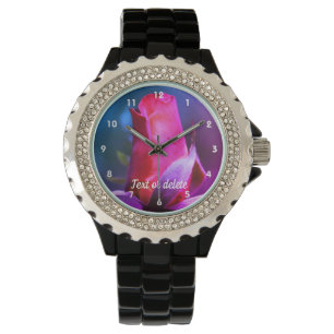 Red Rosenknospe Nah Up Abstrakt Colour Personalisi Armbanduhr