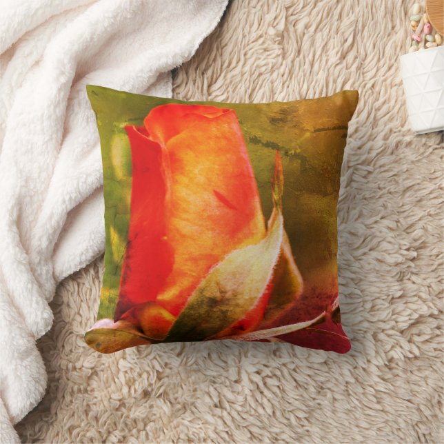 Red Rosenknospe Nah Up Abstrakt Grunge Kissen (Decke)