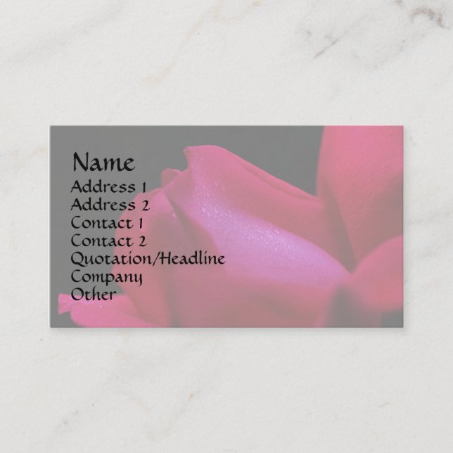 Red Rosenknospe Raindrops Floral Business Card Visitenkarte (Vorderseite)