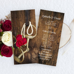 Red Roses and Horse Bit Western Wedding Programme