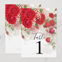 Red Roses & Babys Breath Elegant Floral Wedding 