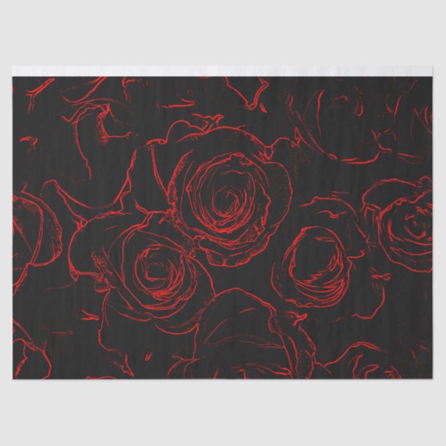 Red Roses Black Background Seidenpapier (Vorderseite)