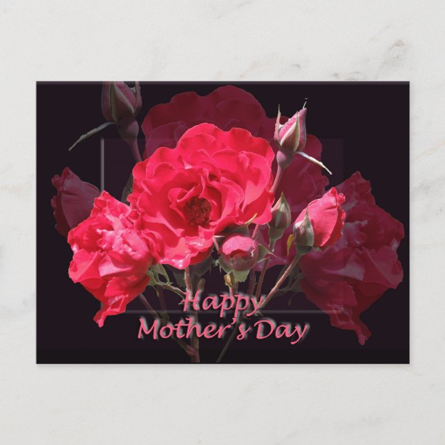 Red Roses Bonne carte postale Fête des Mères (Devant)