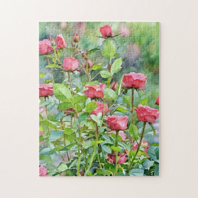 Red Roses Floral Garden Art Puzzle (Vertical)