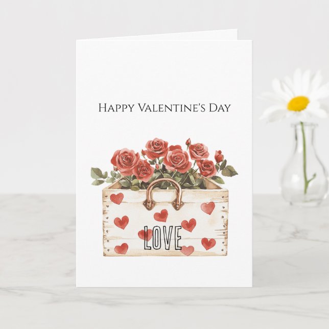 Red Roses Floral Hearts Valentine's Day Karte (Kleine Pflanze)