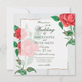 Red Roses floral Wedding Invitation Einladung