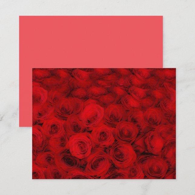 Red Roses Flower Art Bouquet Note Card Set Mitteilungskarte (Vorne/Hinten)