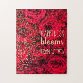 Red Roses Happiness Blooms From Within Puzzle