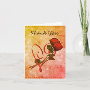 Red Roses Heart Flower Art Carte de remerciements