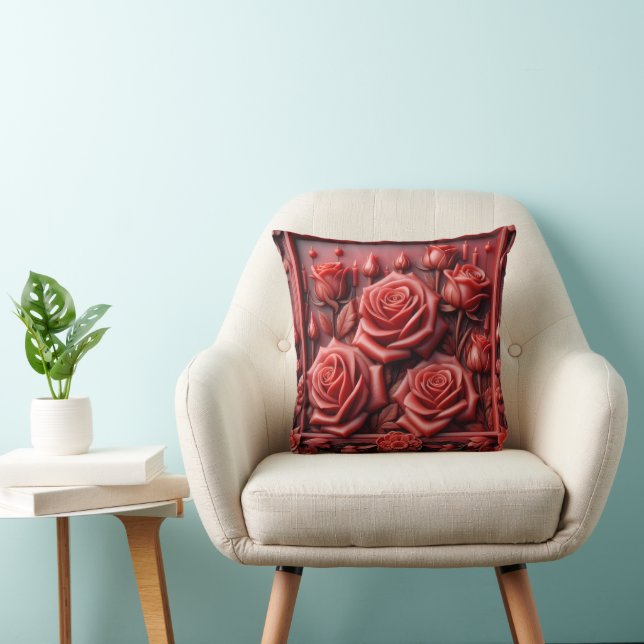 "Red roses in Wax design" Kissen (Stuhl )