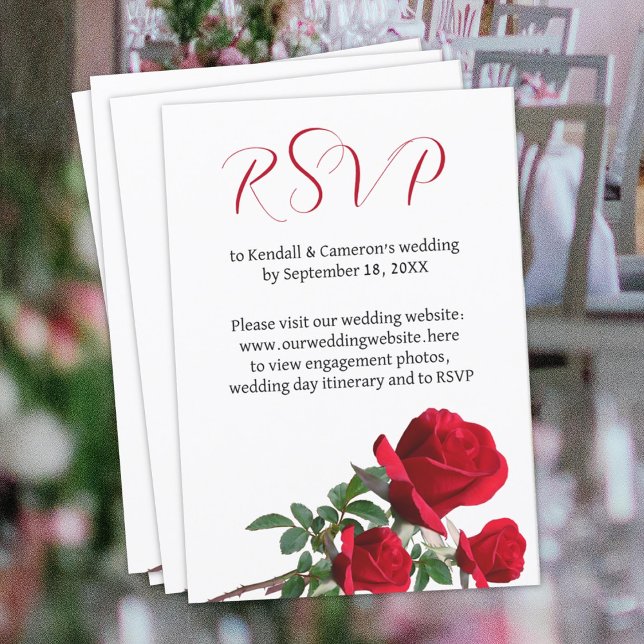 Red Roses Mariage en ligne RSVP Réponses Cartes (Créateur téléchargé)