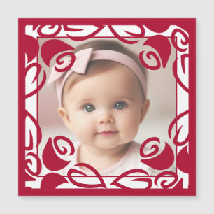 Red Roses Personnalisé Baby Photo Carte magnétique