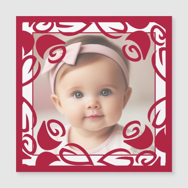Red Roses Personnalisé Baby Photo Carte magnétique (Devant)