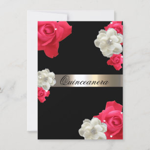 Red Roses, Quinceanera personnalisée Invitation