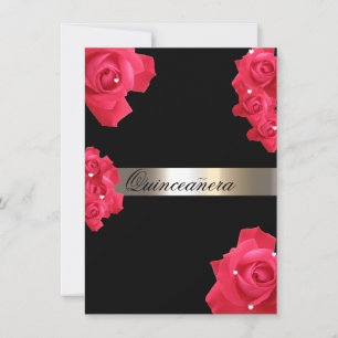 Red Roses, Quinceanera personnalisée Invitation