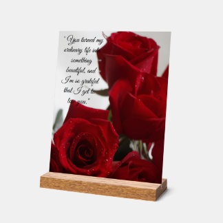 Red Roses Romantic Quote Acrylschild
