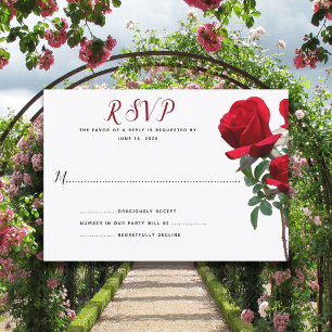 Red Roses Simple Blanc Mariage Répondre Cartes