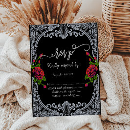 Red Roses,Stripes Gothic  RSVP   Einladung