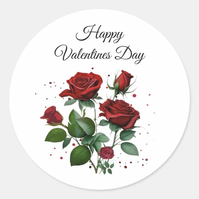 Red Roses Valentine Runder Aufkleber (Vorderseite)
