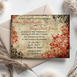 Red Roses Vintage Mariage Invitation