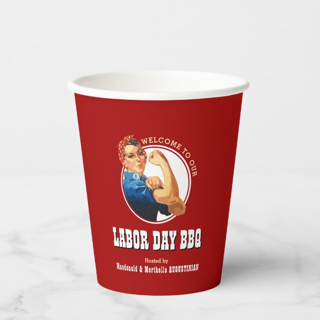 Red Rosie Riveter LABOR DAY GRILLEN Paper Cups Pappbecher (Vorderseite)