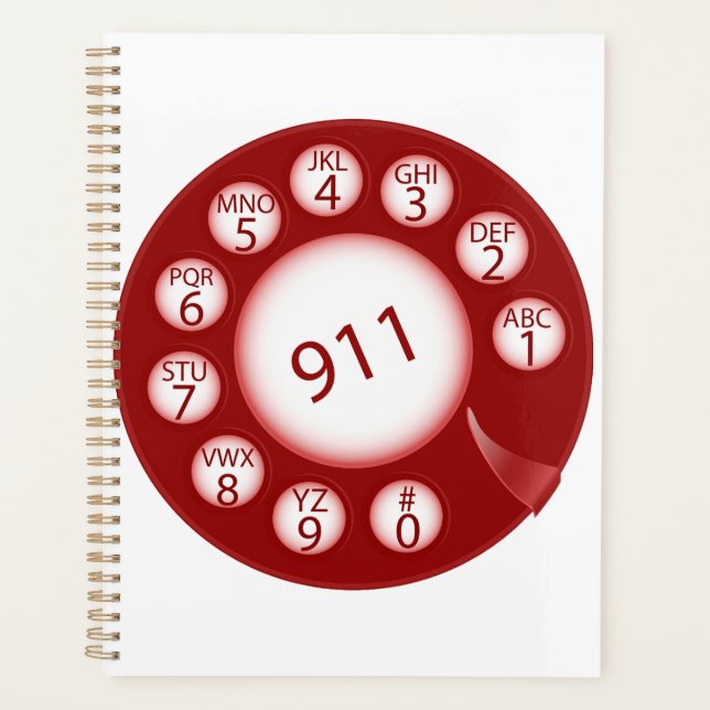 Red Rotary Phone Dial 911 Emergency Number (Devant)