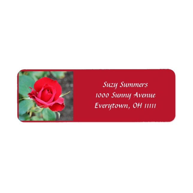 Red Rote Rose Address Label (Vorne)