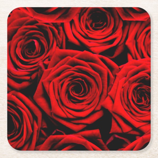 Red Rote Rosen Paper Untersetzer (Vorderseite)