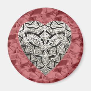 Red Round Elegante Designer Herz Magnet