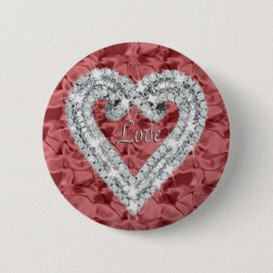 Red Round Liebe Diamond Heart Button