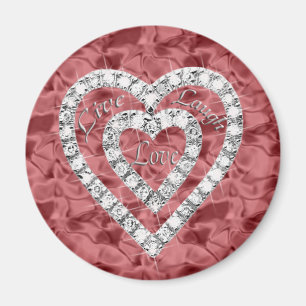 Red Round Live Lagh Liebe Diamond Heart Magnet