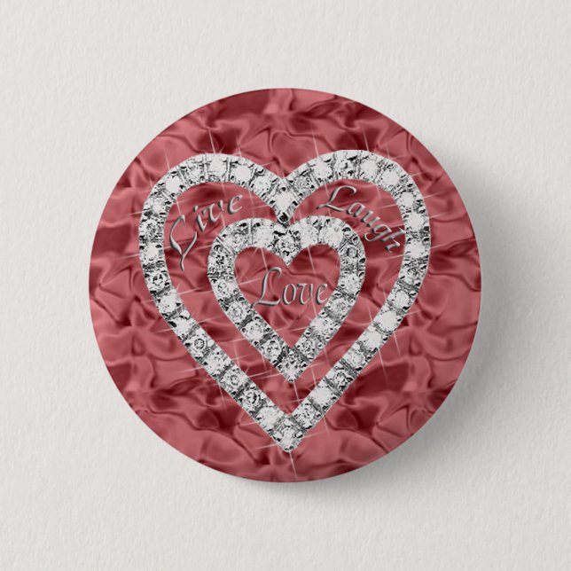 Red Round Live Lagh Liebe Diamond Herztasten Button (Vorderseite)