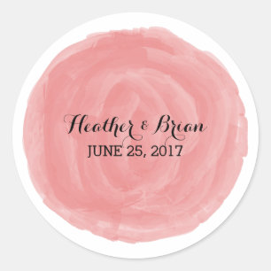 Red Round Watercolor Hochzeitsticker Runder Aufkleber