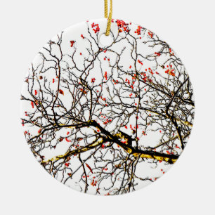 Red rowan fruit or ash berries keramik ornament