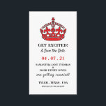 Red Royal Crown, aufgeregt und Save the Date Begleitkarte<br><div class="desc">Red Royal Crown, werden Sie begeistert und speichern Sie die Datumskarten im Business Card Store. Ideal für Partys und Veranstaltungen aller Art. Hochzeiten, Verlobungen, Geburtstage, Jahrestage, Babyduschen..</div>