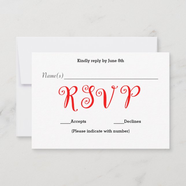 Red RSVP - Carte de réponse à la réception (Devant)