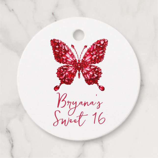 Red Ruby Crystal Butterfly Juli Birthstone Geschenkanhänger (Vorderseite)