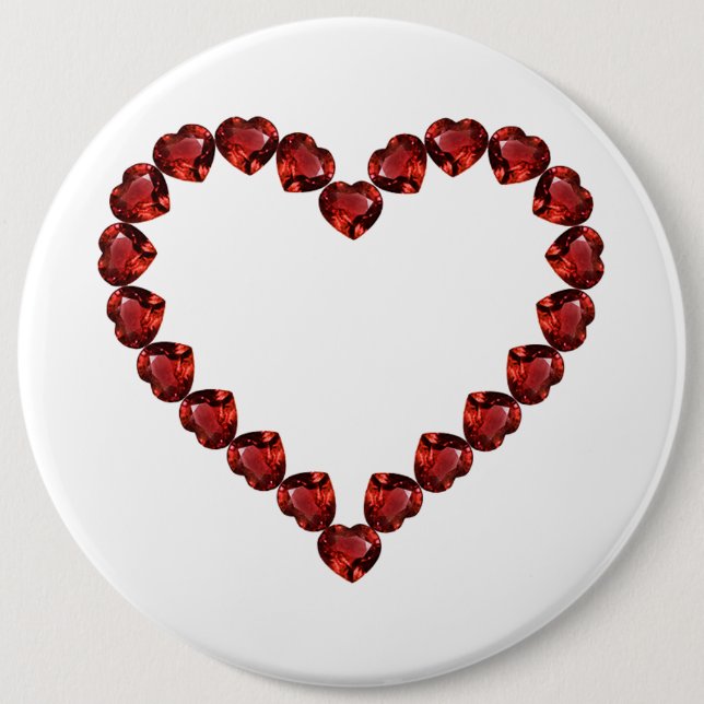 Red Ruby Gemstone Herz Button (Vorderseite)