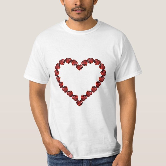 Red Ruby Gemstone Herz T-Shirt (Vorderseite)