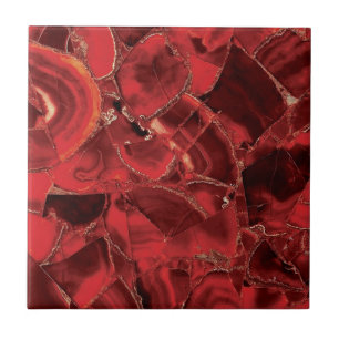 Red Ruby Quartz Crystal Gemstone Print Fliese