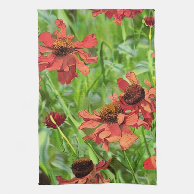 RED RUDBECKIA-BLUME GESCHIRRTUCH (Vertikal)