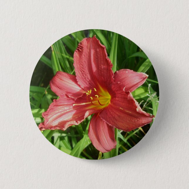 Red Ruffled Lily Button (Vorderseite)