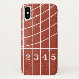 Red Running Track Distressed Style iPhone X Coque
