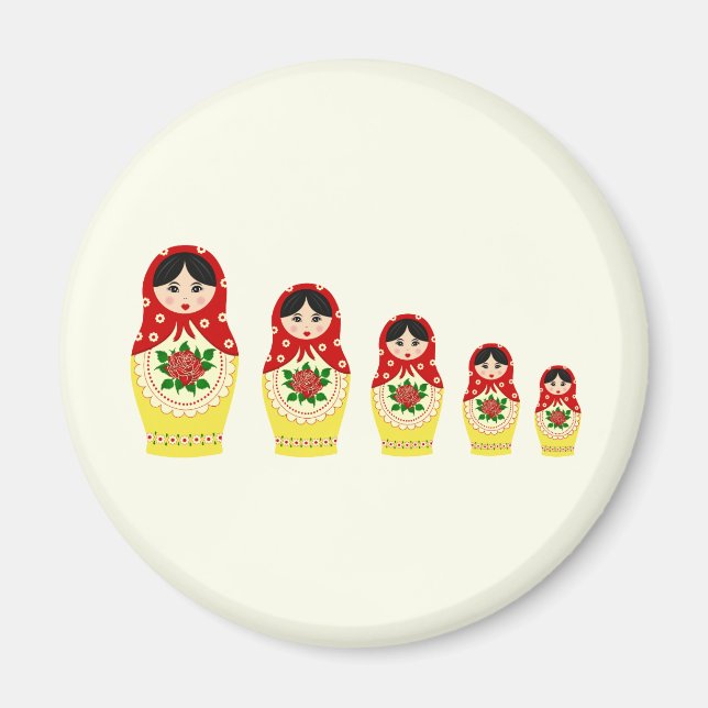 Red russian matryoshka nesting dolls magnet (Vorne)