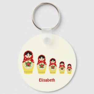 Red russian matryoshka nesting dolls name schlüsselanhänger