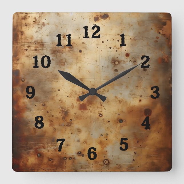 red rust on steel quadratische wanduhr (Vorderseite)